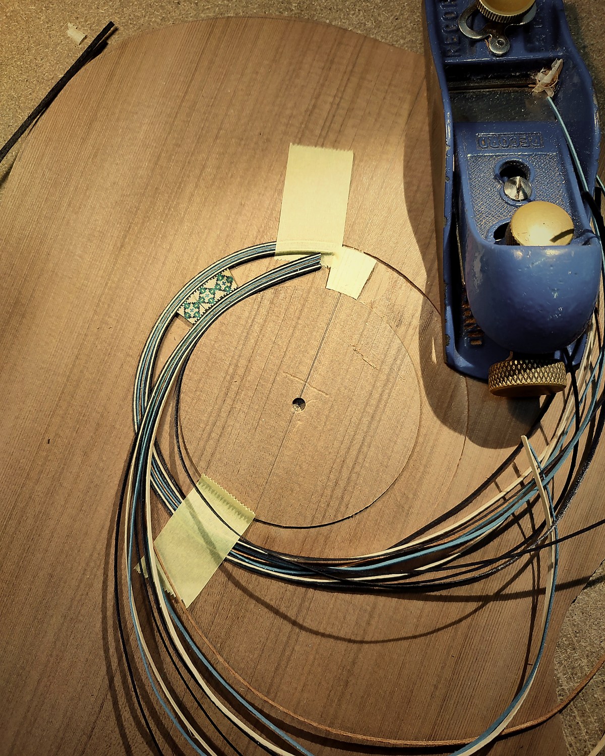 Preparing the rosette for a classical guitar soundboard